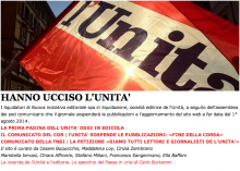 L'Unità: Bartoli, “Chiusura di un quotidiano è sempre una perdita”